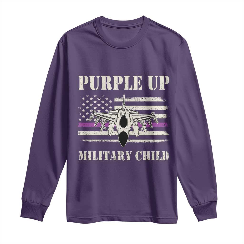 Purple Up For Military Kids Long Sleeve Shirt Month of Military Child Kids Air Force US Flag TS02 Purple Print Your Wear