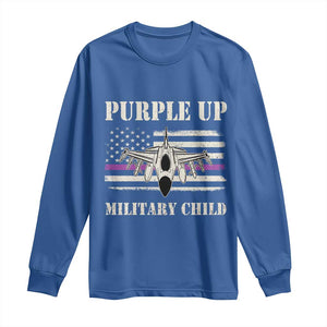 Purple Up For Military Kids Long Sleeve Shirt Month of Military Child Kids Air Force US Flag TS02 Royal Blue Print Your Wear
