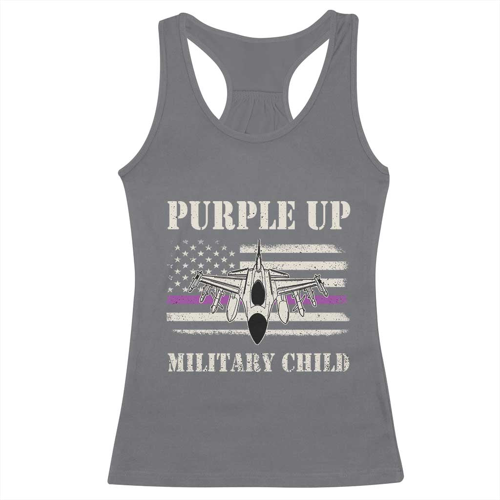 Purple Up For Military Kids Racerback Tank Top Month of Military Child Kids Air Force US Flag TS02 Charcoal Print Your Wear