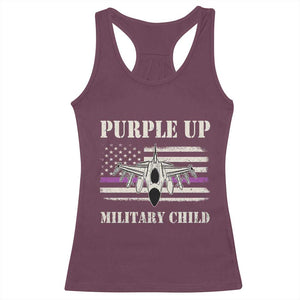 Purple Up For Military Kids Racerback Tank Top Month of Military Child Kids Air Force US Flag TS02 Maroon Print Your Wear