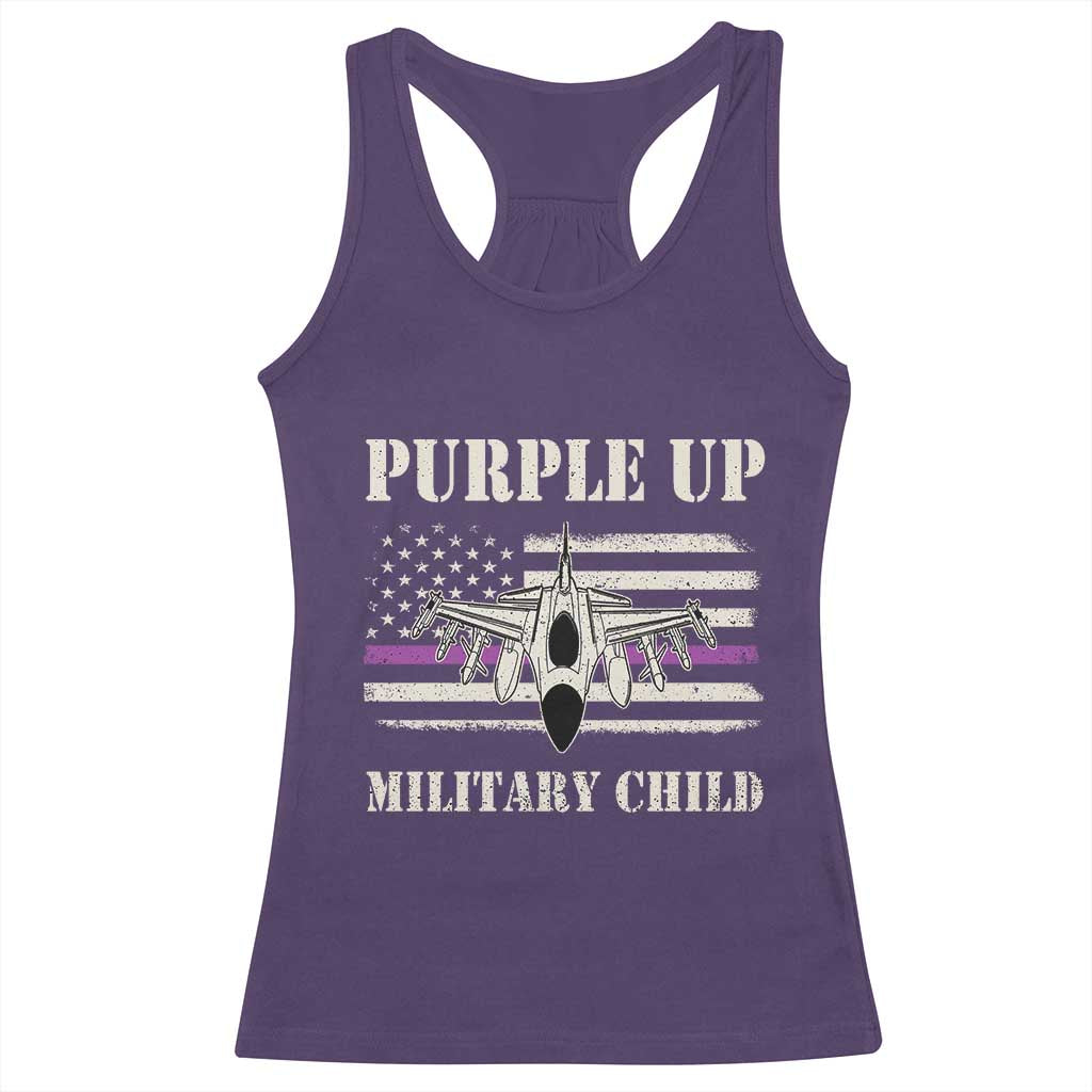 Purple Up For Military Kids Racerback Tank Top Month of Military Child Kids Air Force US Flag TS02 Purple Print Your Wear