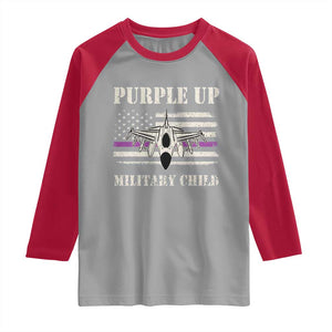 Purple Up For Military Kids Raglan Shirt Month of Military Child Kids Air Force US Flag TS02 Sport Gray Red Print Your Wear