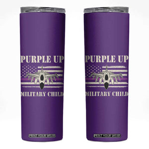 Purple Up For Military Kids Skinny Tumbler Month of Military Child Kids Air Force US Flag TS02 Purple Print Your Wear