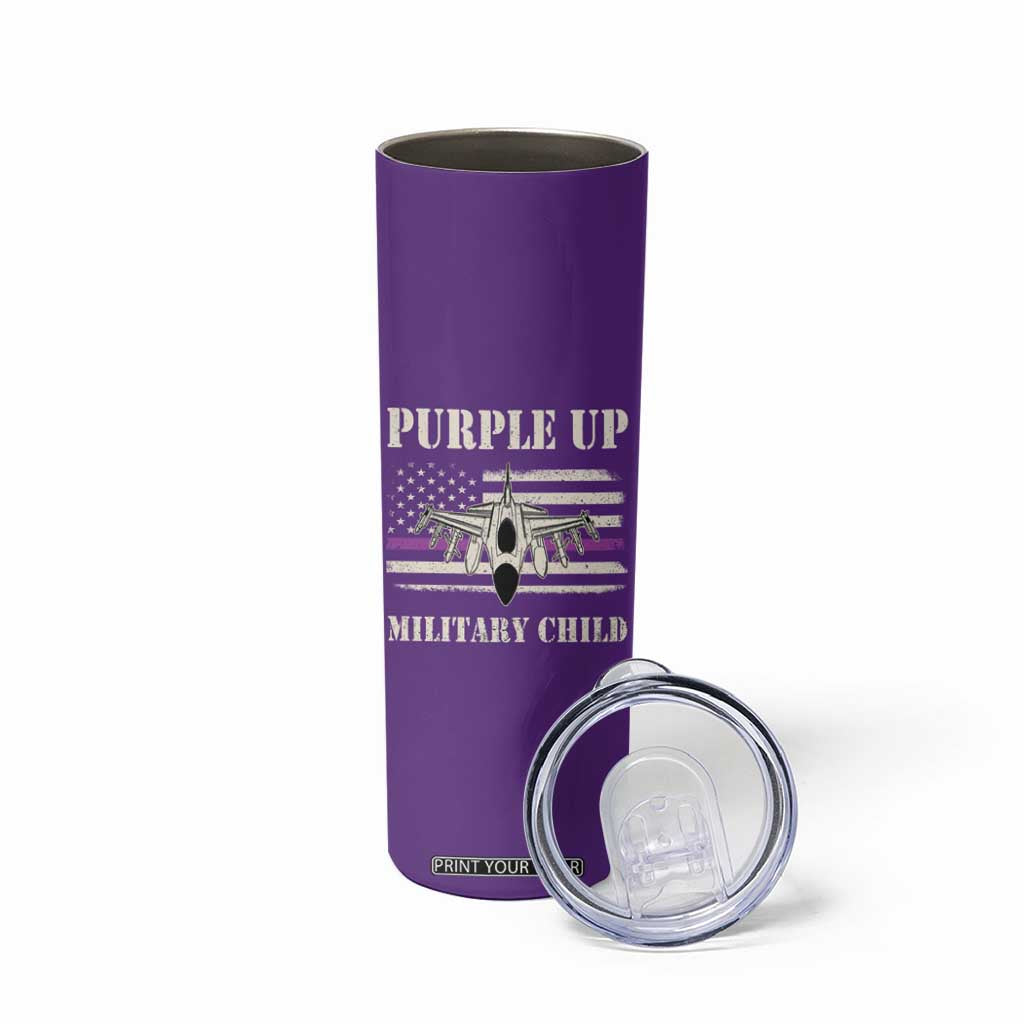 Purple Up For Military Kids Skinny Tumbler Month of Military Child Kids Air Force US Flag TS02 Print Your Wear