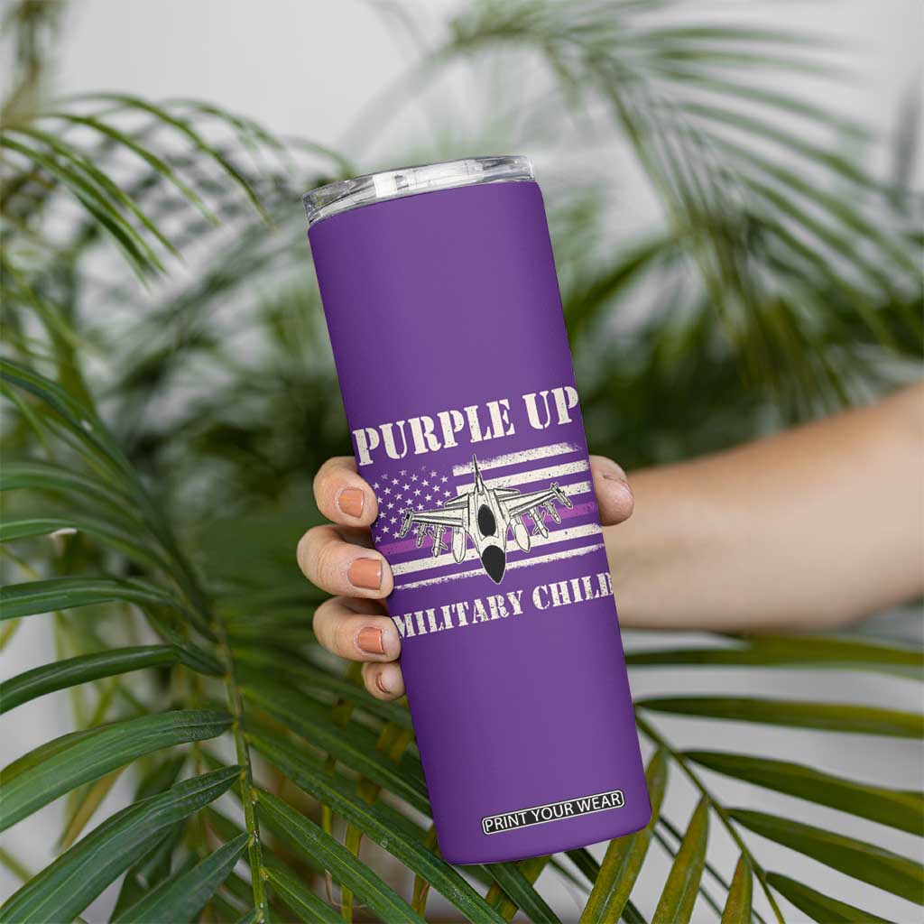 Purple Up For Military Kids Skinny Tumbler Month of Military Child Kids Air Force US Flag TS02 Print Your Wear