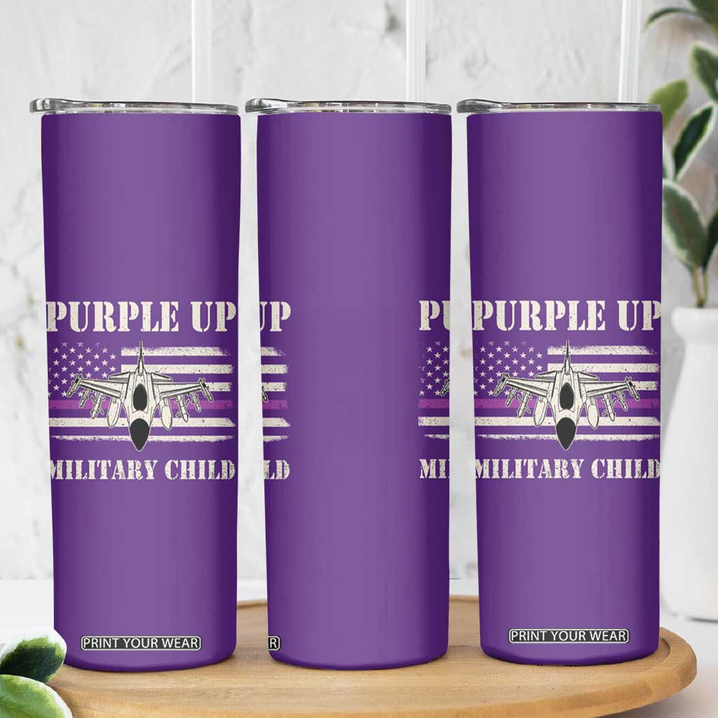 Purple Up For Military Kids Skinny Tumbler Month of Military Child Kids Air Force US Flag TS02 Print Your Wear