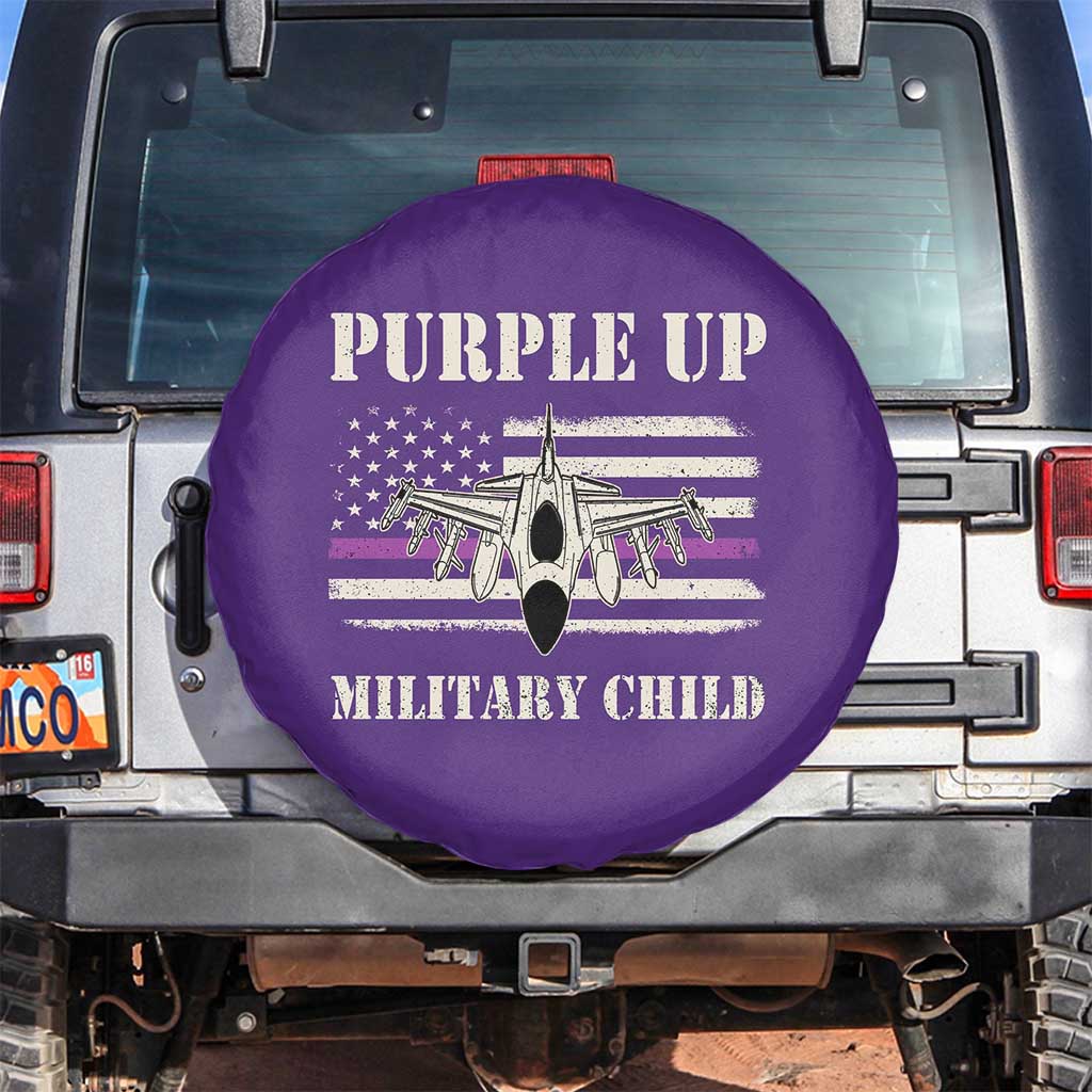 Purple Up For Military Kids Spare Tire Cover Month of Military Child Kids Air Force US Flag TS02 No hole Purple Print Your Wear