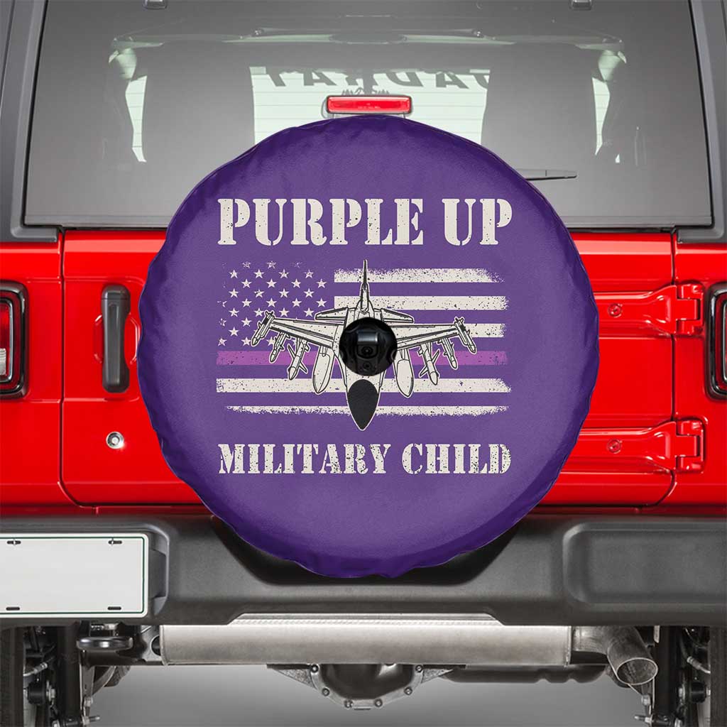 Purple Up For Military Kids Spare Tire Cover Month of Military Child Kids Air Force US Flag TS02 Purple Print Your Wear