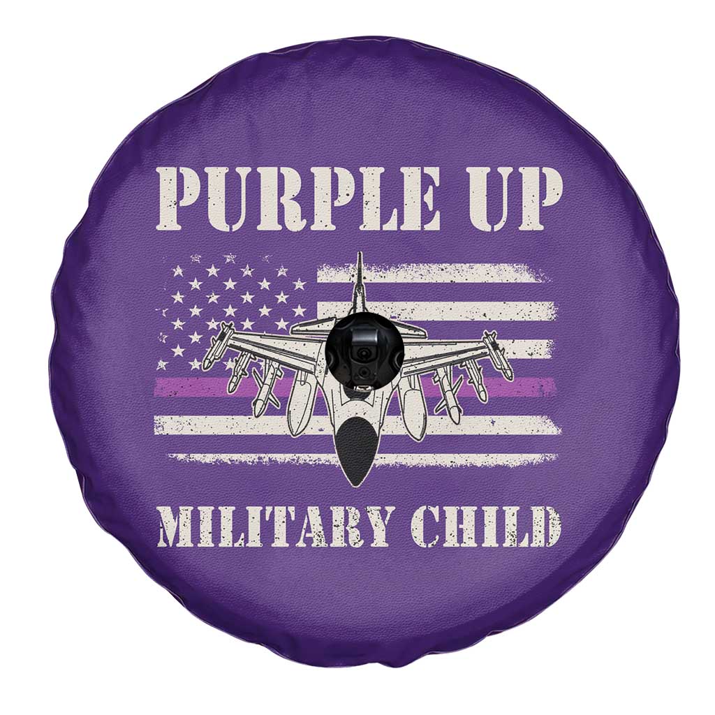 Purple Up For Military Kids Spare Tire Cover Month of Military Child Kids Air Force US Flag TS02 Print Your Wear