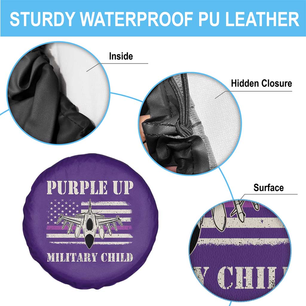 Purple Up For Military Kids Spare Tire Cover Month of Military Child Kids Air Force US Flag TS02 Print Your Wear