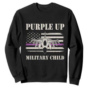 Purple Up For Military Kids Sweatshirt Month of Military Child Kids Air Force US Flag TS02 Black Print Your Wear