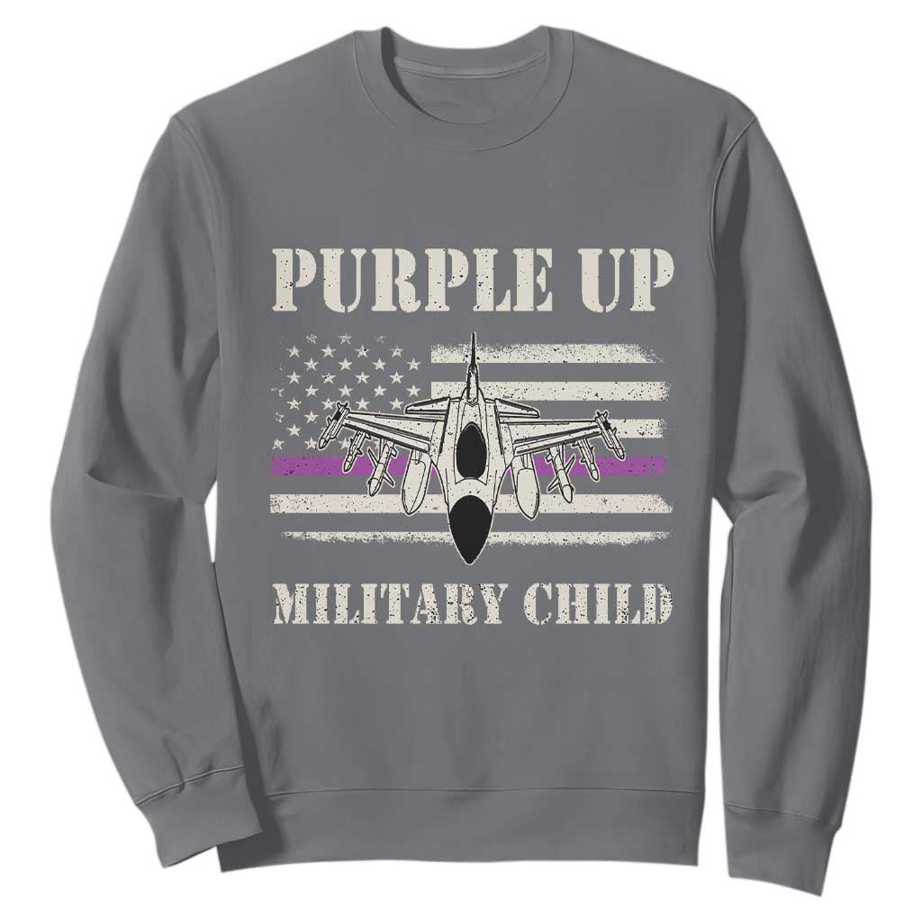 Purple Up For Military Kids Sweatshirt Month of Military Child Kids Air Force US Flag TS02 Charcoal Print Your Wear