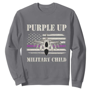 Purple Up For Military Kids Sweatshirt Month of Military Child Kids Air Force US Flag TS02 Charcoal Print Your Wear