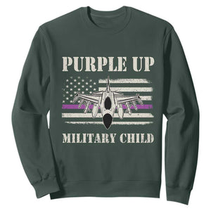 Purple Up For Military Kids Sweatshirt Month of Military Child Kids Air Force US Flag TS02 Dark Forest Green Print Your Wear