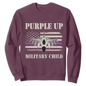Purple Up For Military Kids Sweatshirt Month of Military Child Kids Air Force US Flag TS02 Maroon Print Your Wear