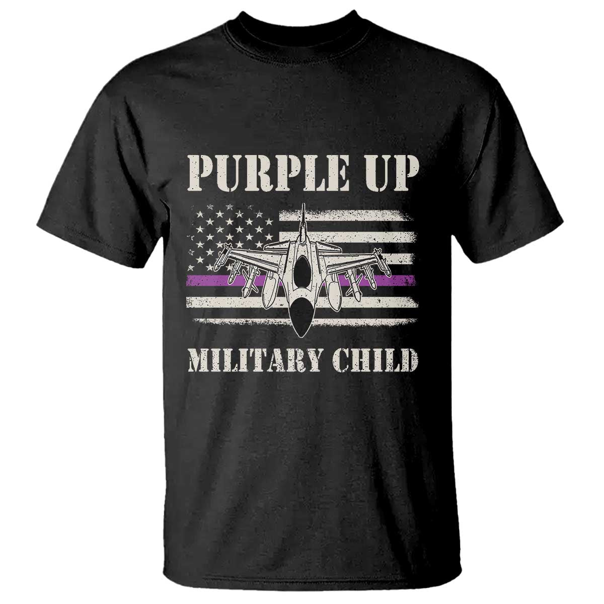 Purple Up For Military Kids T Shirt Month of Military Child Kids Air Force US Flag TS02 Black Print Your Wear