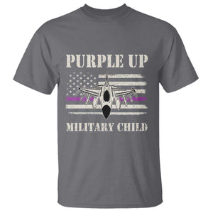 Purple Up For Military Kids T Shirt Month of Military Child Kids Air Force US Flag TS02 Charcoal Print Your Wear