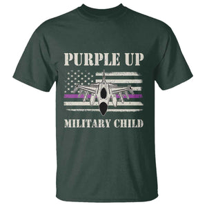 Purple Up For Military Kids T Shirt Month of Military Child Kids Air Force US Flag TS02 Dark Forest Green Print Your Wear