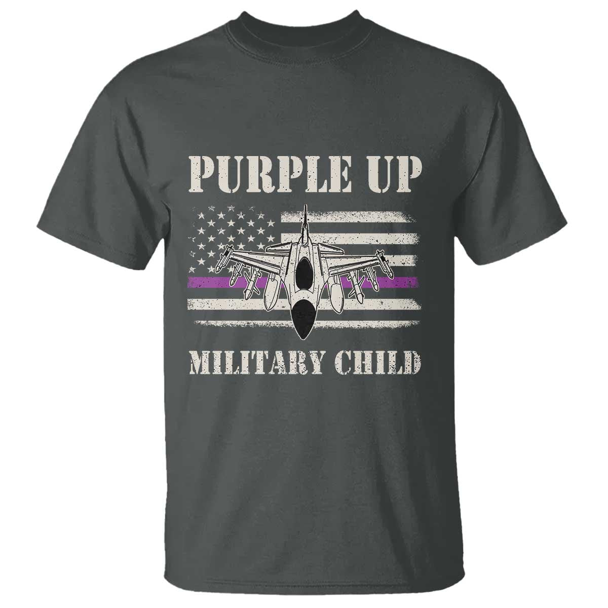 Purple Up For Military Kids T Shirt Month of Military Child Kids Air Force US Flag TS02 Dark Heather Print Your Wear
