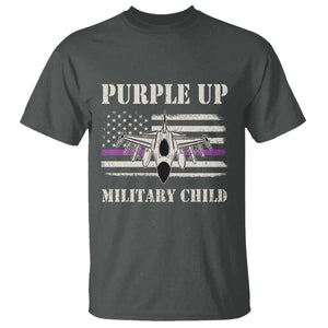 Purple Up For Military Kids T Shirt Month of Military Child Kids Air Force US Flag TS02 Dark Heather Print Your Wear