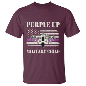 Purple Up For Military Kids T Shirt Month of Military Child Kids Air Force US Flag TS02 Maroon Print Your Wear