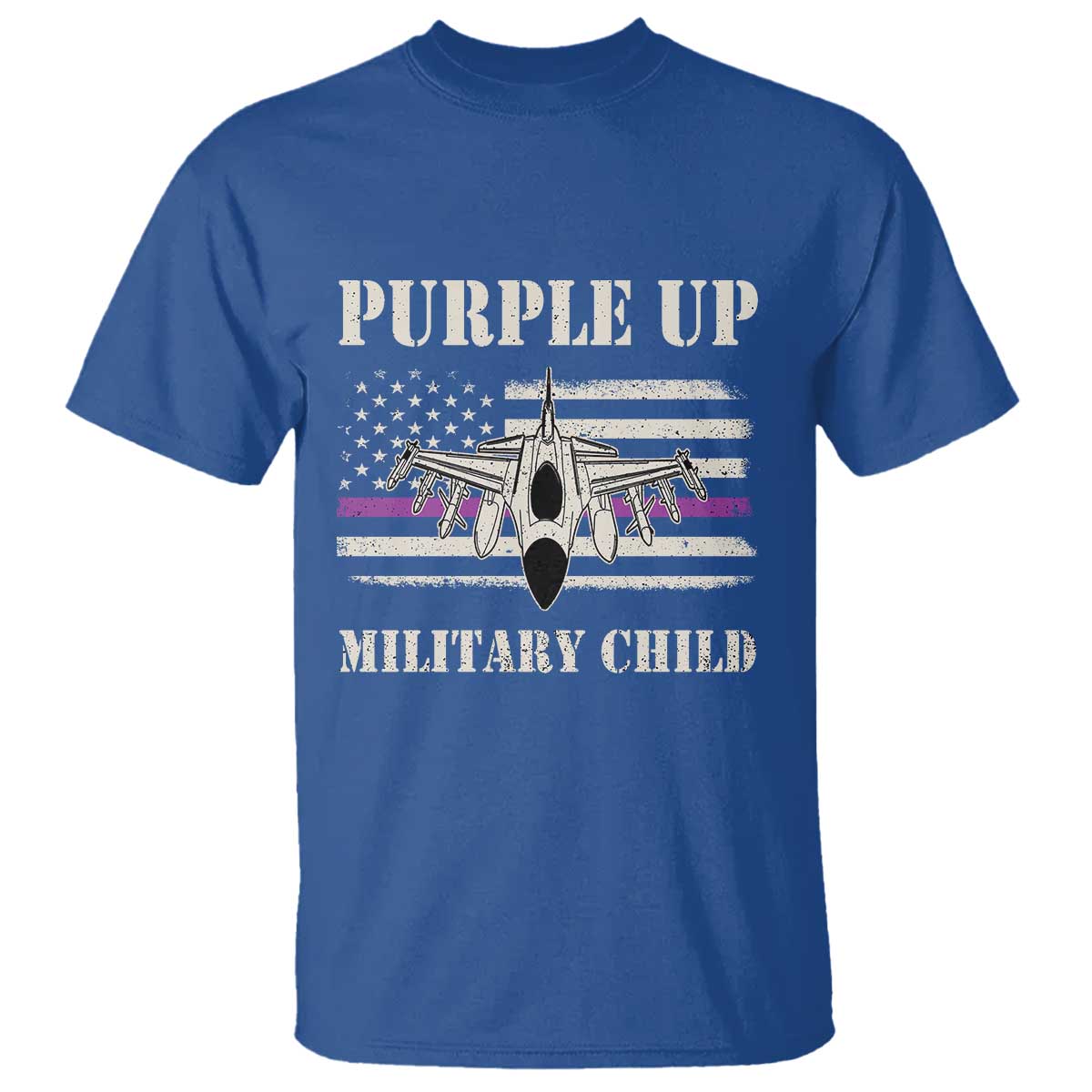 Purple Up For Military Kids T Shirt Month of Military Child Kids Air Force US Flag TS02 Royal Blue Print Your Wear