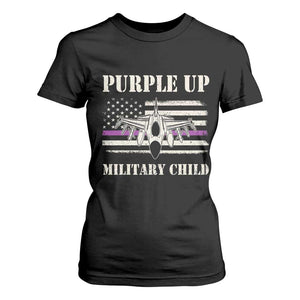 Purple Up For Military Kids T Shirt For Women Month of Military Child Kids Air Force US Flag TS02 Black Print Your Wear