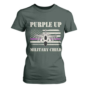 Purple Up For Military Kids T Shirt For Women Month of Military Child Kids Air Force US Flag TS02 Dark Forest Green Print Your Wear