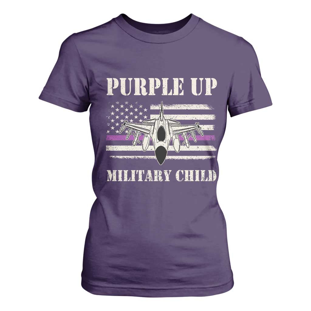 Purple Up For Military Kids T Shirt For Women Month of Military Child Kids Air Force US Flag TS02 Purple Print Your Wear