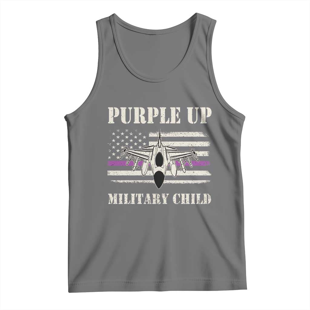 Purple Up For Military Kids Tank Top Month of Military Child Kids Air Force US Flag TS02 Black Heather Print Your Wear