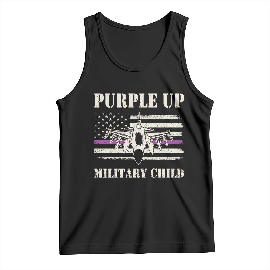 Purple Up For Military Kids Tank Top Month of Military Child Kids Air Force US Flag TS02 Black Print Your Wear
