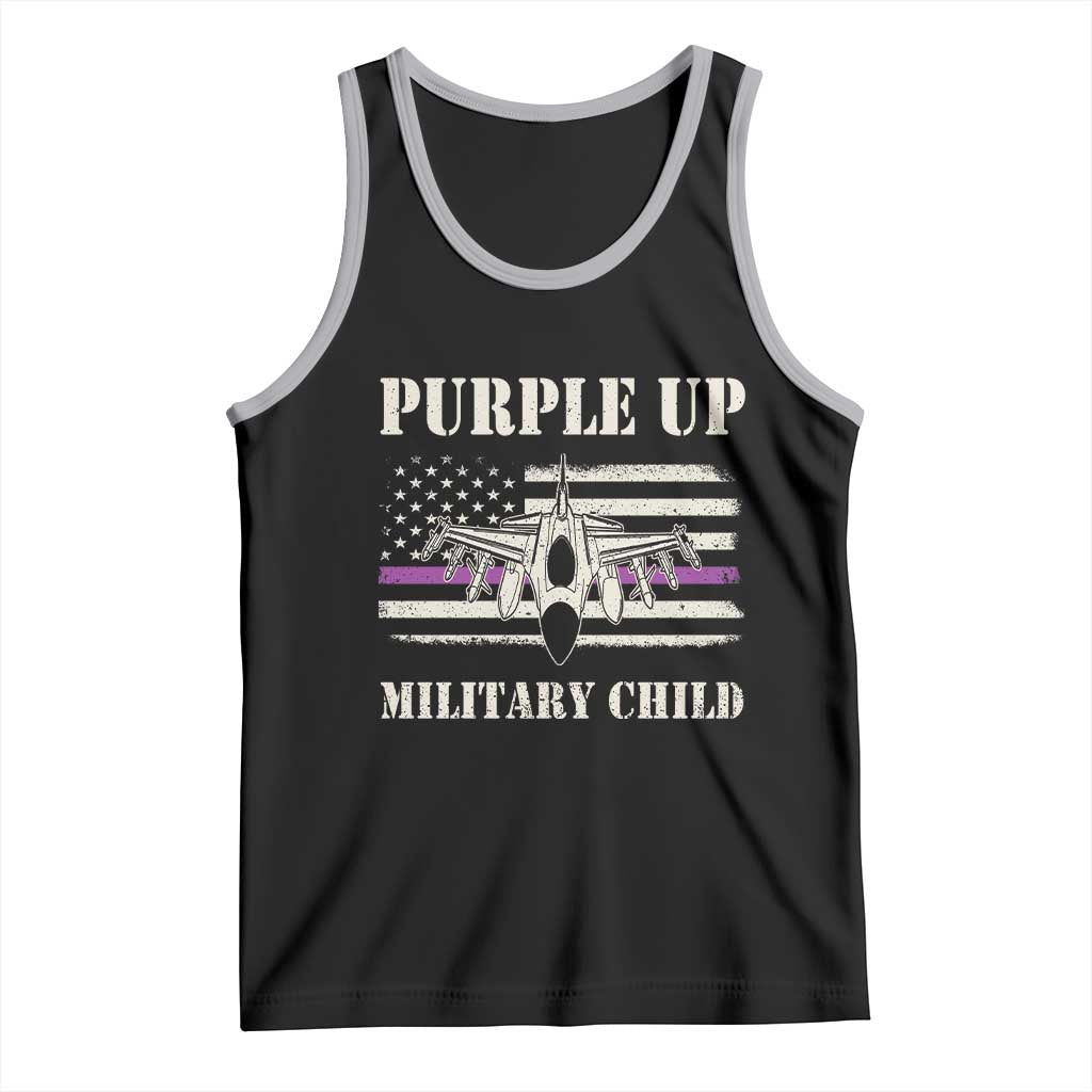 Purple Up For Military Kids Tank Top Month of Military Child Kids Air Force US Flag TS02 Black Athletic Heather Print Your Wear
