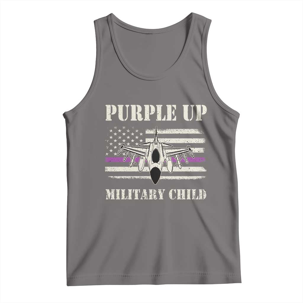 Purple Up For Military Kids Tank Top Month of Military Child Kids Air Force US Flag TS02 Deep Heather Print Your Wear