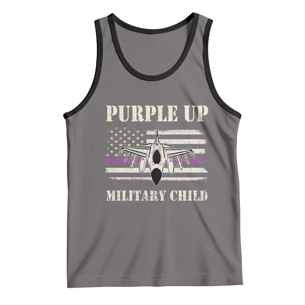 Purple Up For Military Kids Tank Top Month of Military Child Kids Air Force US Flag TS02 Deep Heather Black Print Your Wear