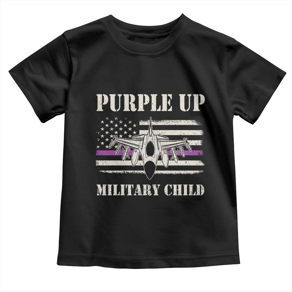 Purple Up For Military Kids Toddler T Shirt Month of Military Child Kids Air Force US Flag TS02 Black Print Your Wear