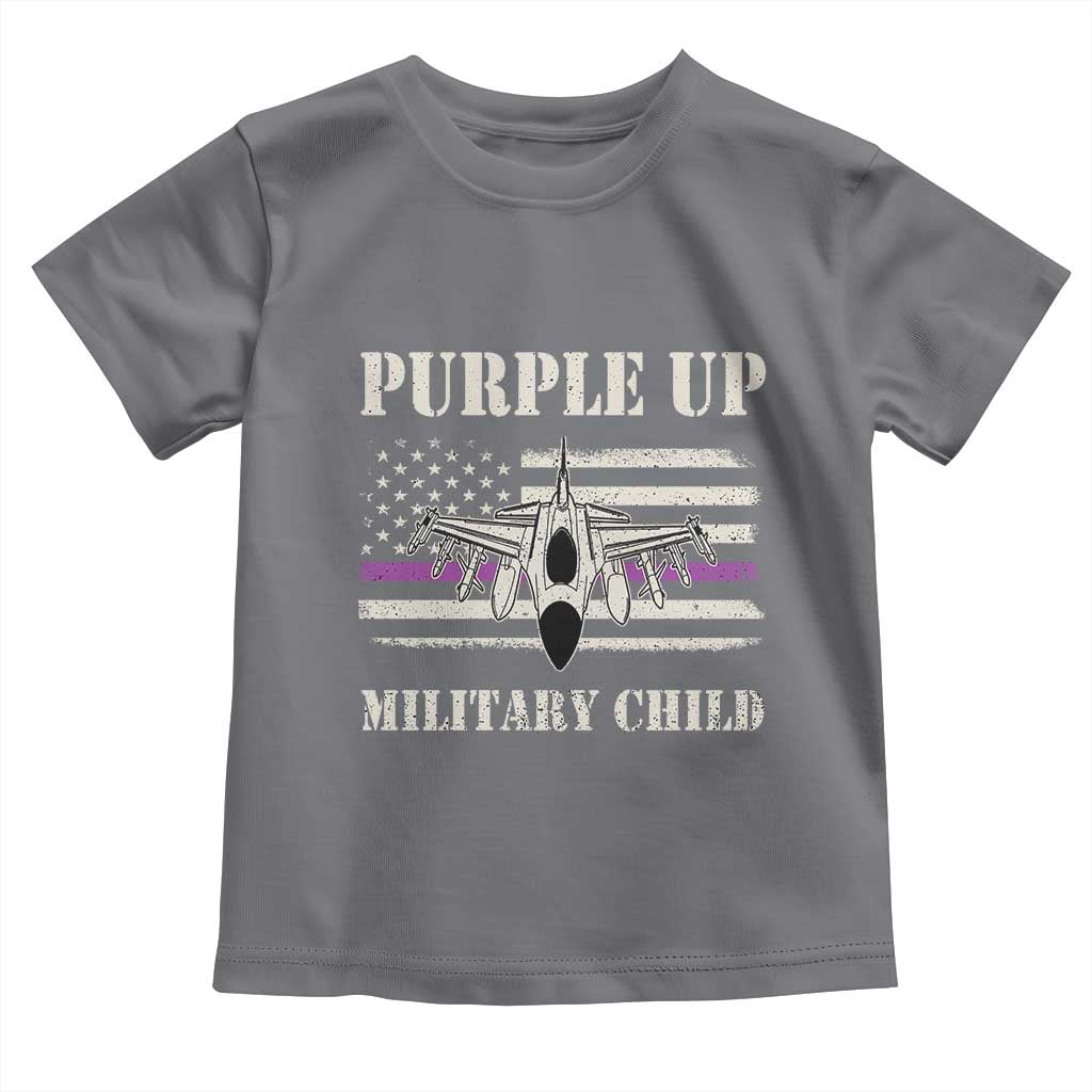 Purple Up For Military Kids Toddler T Shirt Month of Military Child Kids Air Force US Flag TS02 Charcoal Print Your Wear