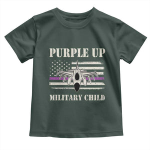 Purple Up For Military Kids Toddler T Shirt Month of Military Child Kids Air Force US Flag TS02 Dark Forest Green Print Your Wear