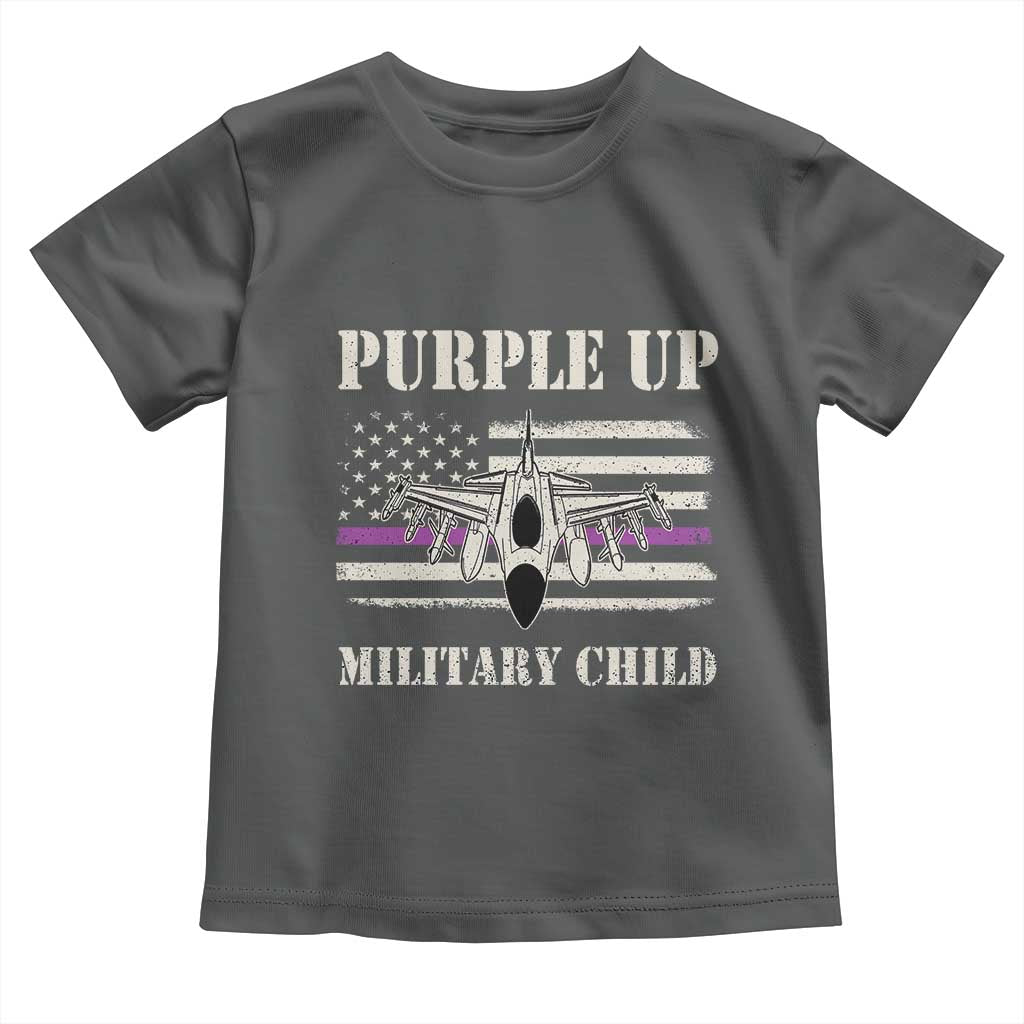 Purple Up For Military Kids Toddler T Shirt Month of Military Child Kids Air Force US Flag TS02 Dark Heather Print Your Wear