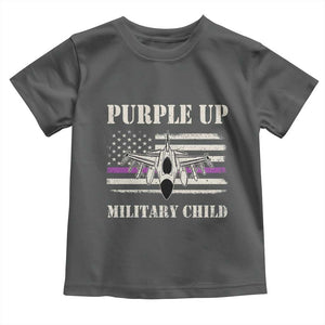 Purple Up For Military Kids Toddler T Shirt Month of Military Child Kids Air Force US Flag TS02 Dark Heather Print Your Wear