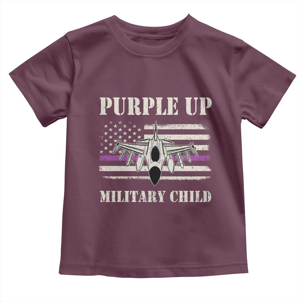 Purple Up For Military Kids Toddler T Shirt Month of Military Child Kids Air Force US Flag TS02 Maroon Print Your Wear