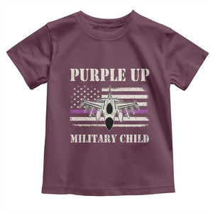 Purple Up For Military Kids Toddler T Shirt Month of Military Child Kids Air Force US Flag TS02 Maroon Print Your Wear