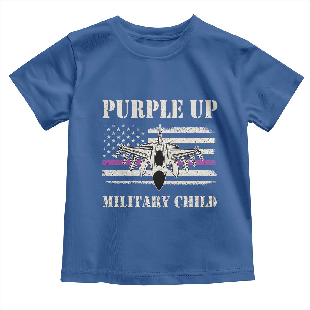 Purple Up For Military Kids Toddler T Shirt Month of Military Child Kids Air Force US Flag TS02 Royal Blue Print Your Wear