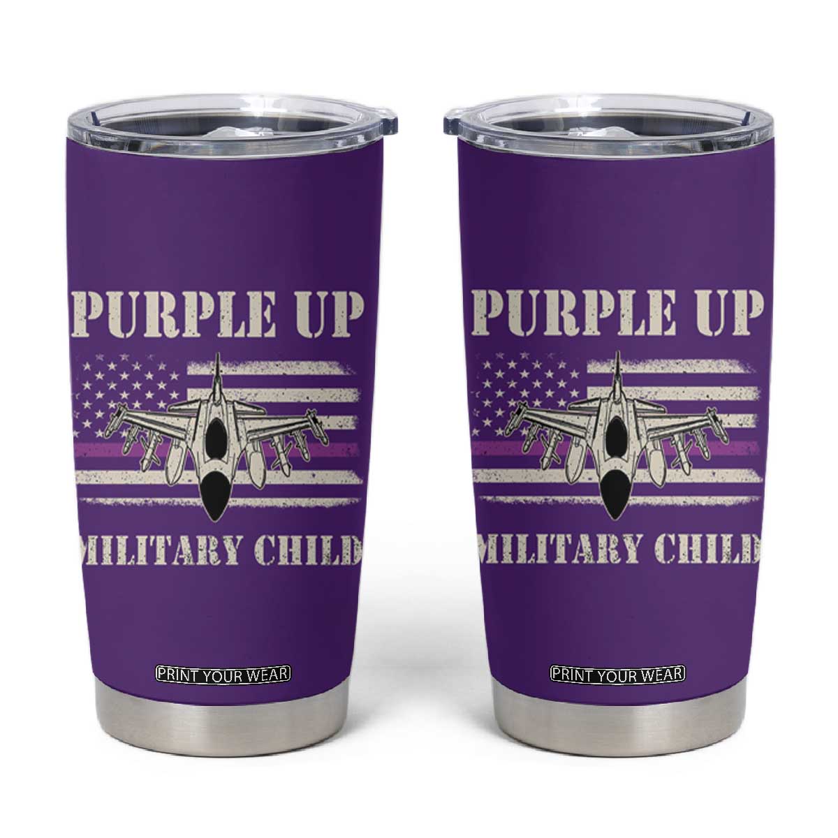 Purple Up For Military Kids Tumbler Cup Month of Military Child Kids Air Force US Flag TS02 Purple Print Your Wear
