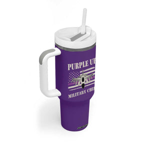 Purple Up For Military Kids Tumbler With Handle Month of Military Child Kids Air Force US Flag TS02 Print Your Wear
