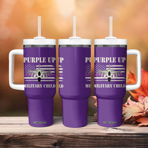Purple Up For Military Kids Tumbler With Handle Month of Military Child Kids Air Force US Flag TS02 Print Your Wear