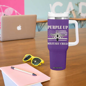 Purple Up For Military Kids Tumbler With Handle Month of Military Child Kids Air Force US Flag TS02 Print Your Wear