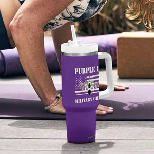 Purple Up For Military Kids Tumbler With Handle Month of Military Child Kids Air Force US Flag TS02 Print Your Wear