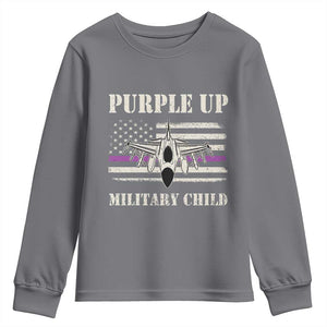 Purple Up For Military Kids Youth Sweatshirt Month of Military Child Kids Air Force US Flag TS02 Charcoal Print Your Wear
