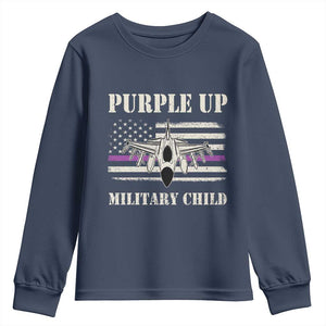 Purple Up For Military Kids Youth Sweatshirt Month of Military Child Kids Air Force US Flag TS02 Navy Print Your Wear