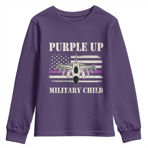 Purple Up For Military Kids Youth Sweatshirt Month of Military Child Kids Air Force US Flag TS02 Purple Print Your Wear